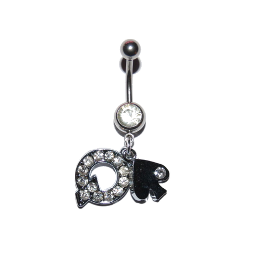 Navel Belly Button Bar Piercing - Queen of Spades Style 2