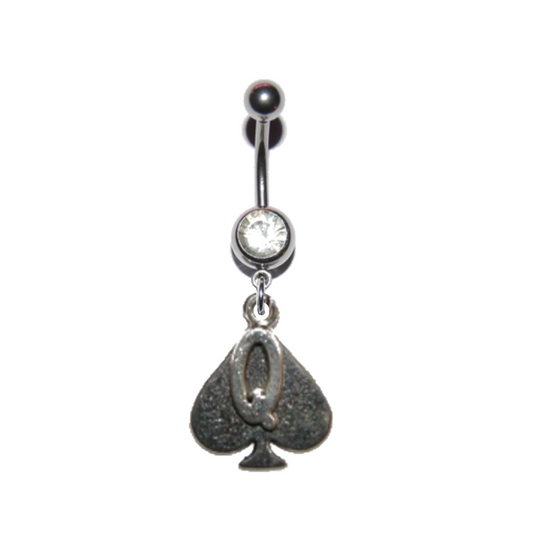 Navel Belly Button Bar Piercing - Queen of Spades Style 3