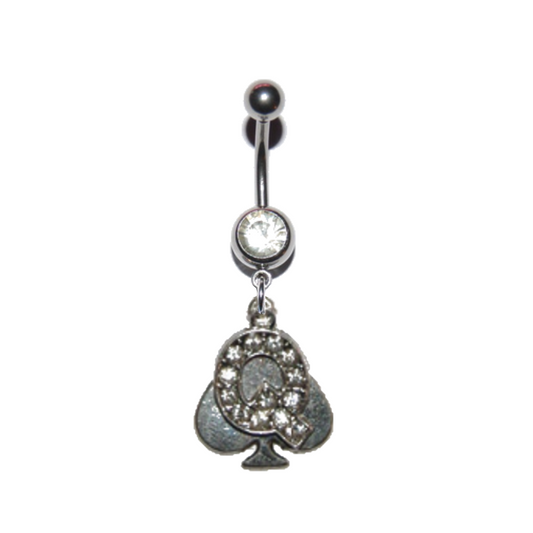 Navel Belly Button Bar Piercing - Queen of Spades Style 4