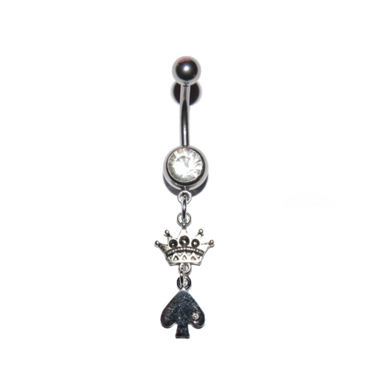 Navel Belly Button Bar Piercing - Queen of Spades Style 5