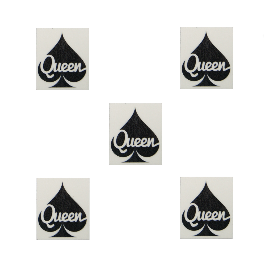 Pack of 5 - Mini Temporary Tattoos - Queen Of Spades (Cuckold) Black Cock Lover BBC Style 5