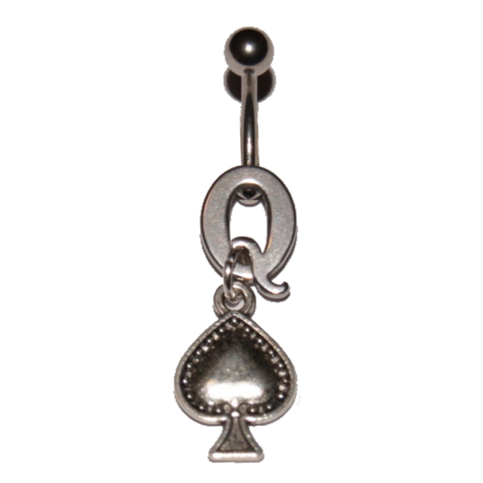 Navel Belly Button Bar Piercing - Queen of Spades Style 6