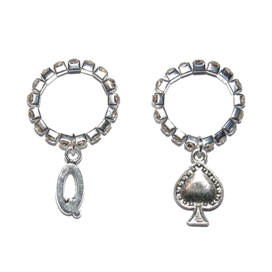 Queen Of Spades Diamante Rhinestone Crystal Toe Rings Top View