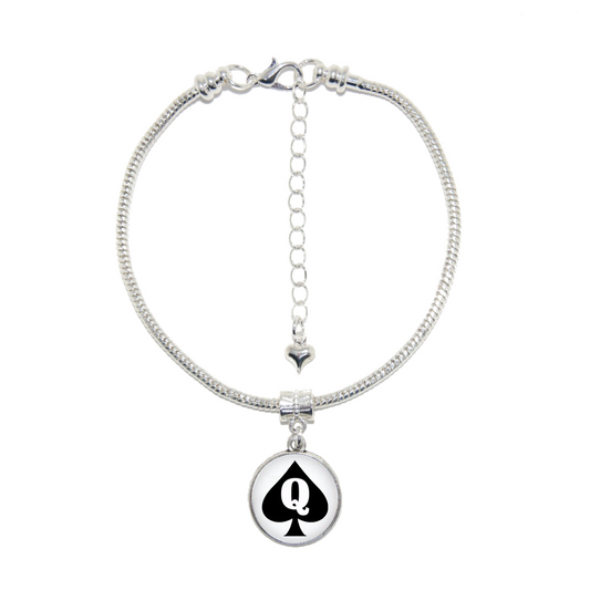 Queen Of Spades QOS Dome Charm Euro Anklet Ankle Chain - Style 1 18mm