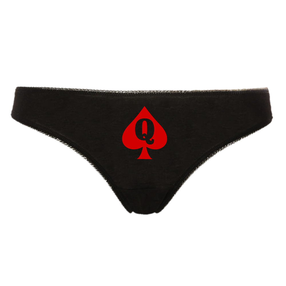 QUEEN OF SPADES Hotwife Cuckold BBC Slut For Black Cock Interracial Thong Panties Black Thong With Red Logo