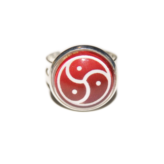 Red BDSM Bondage Logo Dome Finger or Toe Ring Front