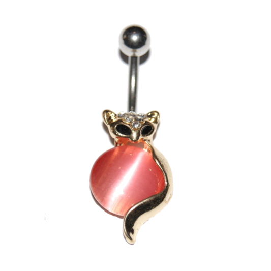 Navel Belly Button Bar Piercing - Vixen Hotwife Pearl Gold and Ruby