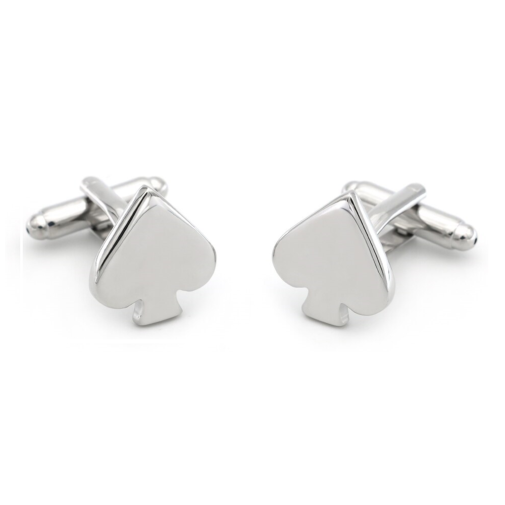 Queen Of Spades QOS Spade Charms Silver Shirt Sleeve Cufflinks