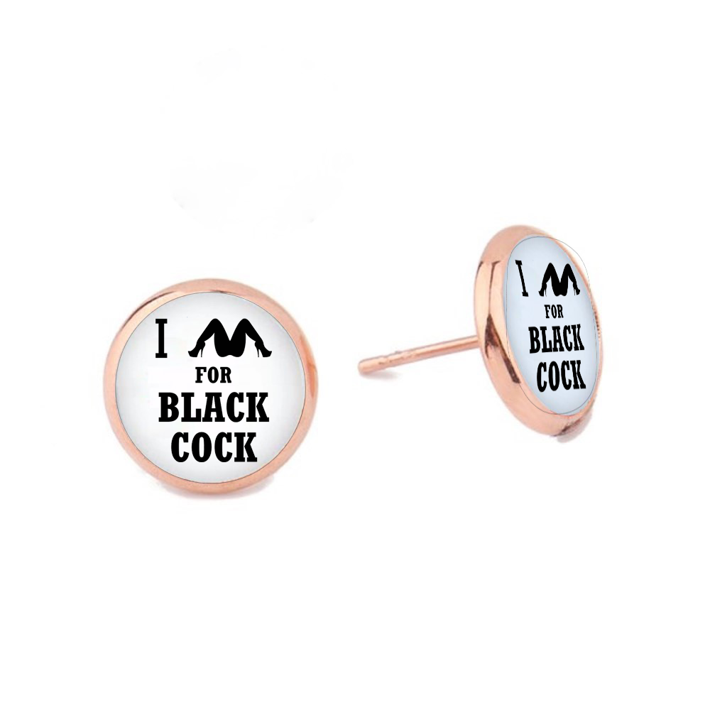 I Spread For Black Cock Dome Stud Earrings Rose Gold Plated