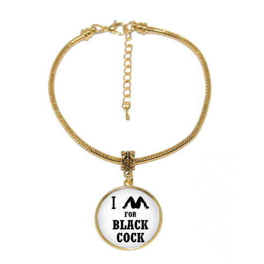 I Spread For Black Cock Dome Charm Gold Euro Anklet Ankle Chain 27mm