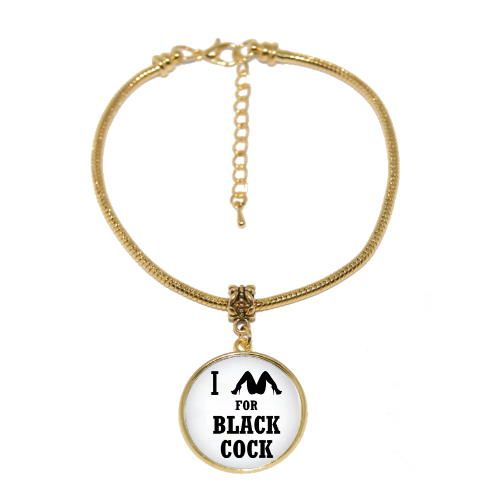 I Spread For Black Cock Dome Charm Gold Euro Anklet Ankle Chain 27mm