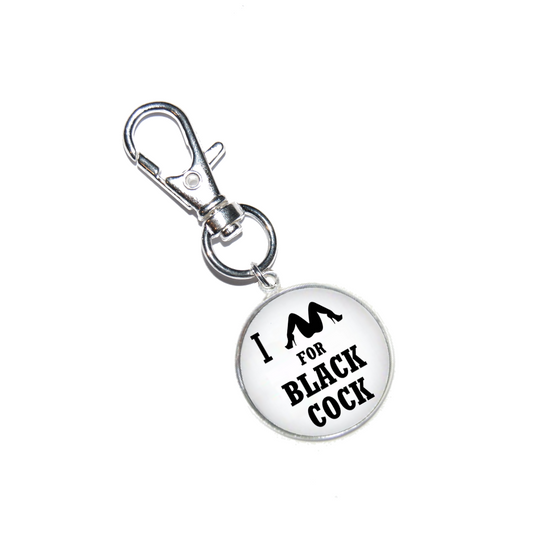I Spread For Black Cock Hotwife BBC Dome Keyring Silver Plated