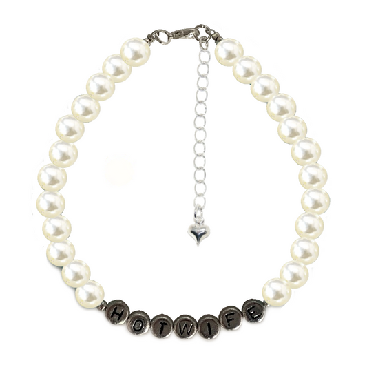 Ivory White Pearl Bead HOTWIFE Anklet Ankle Chain